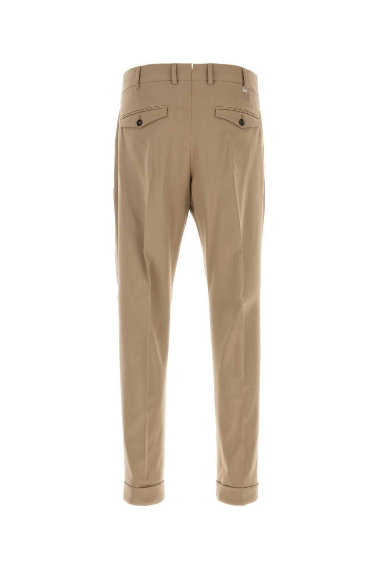 Beige Tapered Pleated Trousers 2