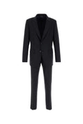 Blue Solid Peaked Lapel Suit 1