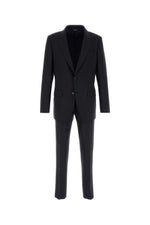 Blue Solid Peaked Lapel Suit 1