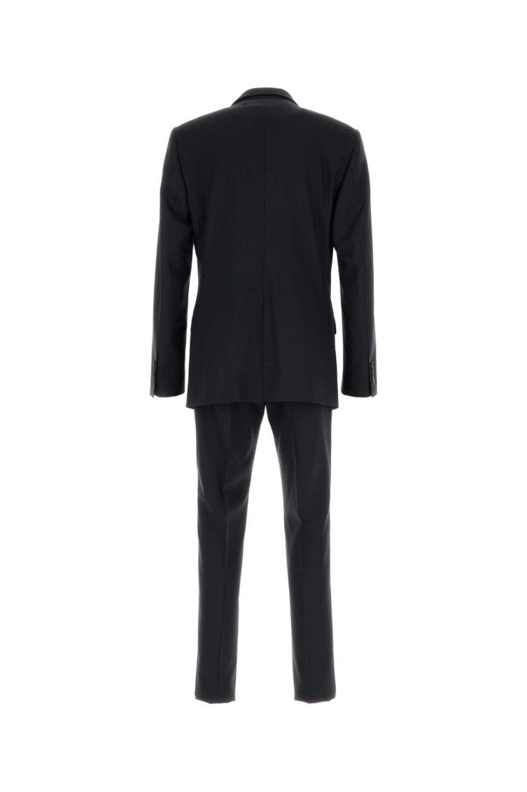 Blue Solid Peaked Lapel Suit 2