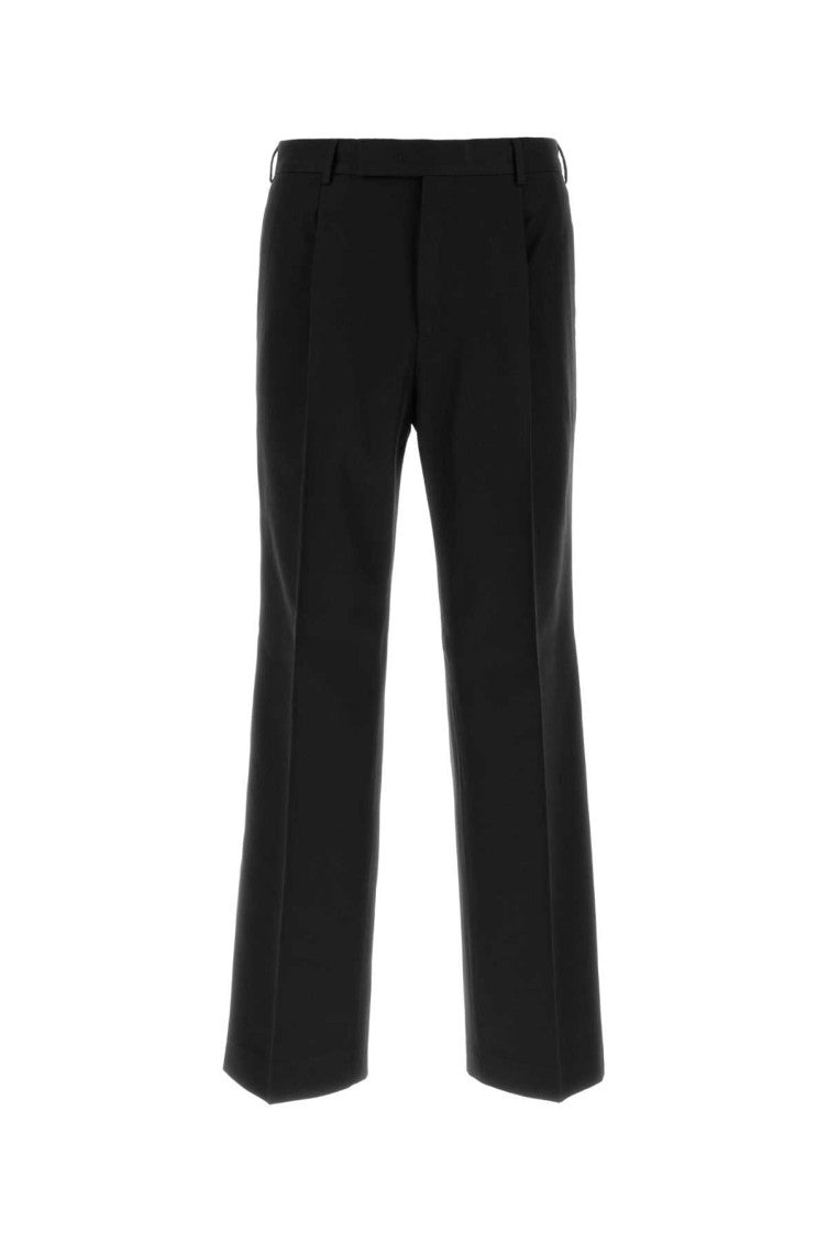 Black Straight Pleated Trousers 1