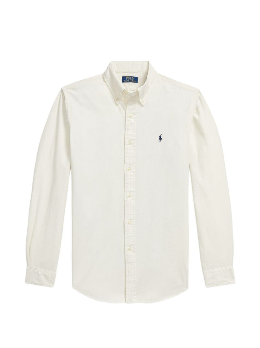 White Regular Corduroy Shirt 1