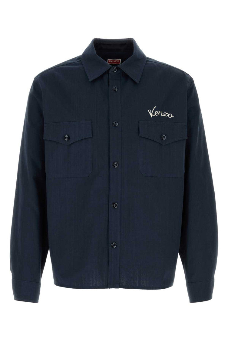 Navy Blue Logo Overshirt 1