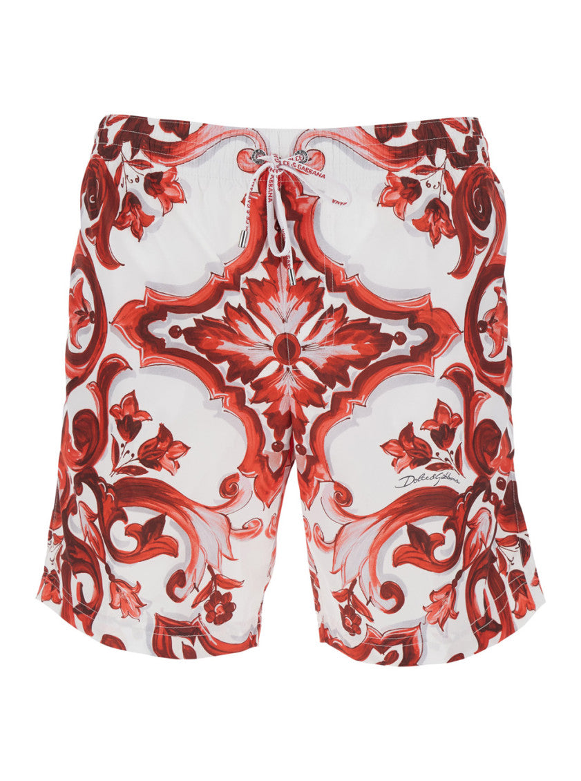 White Printed Swim Shorts 1