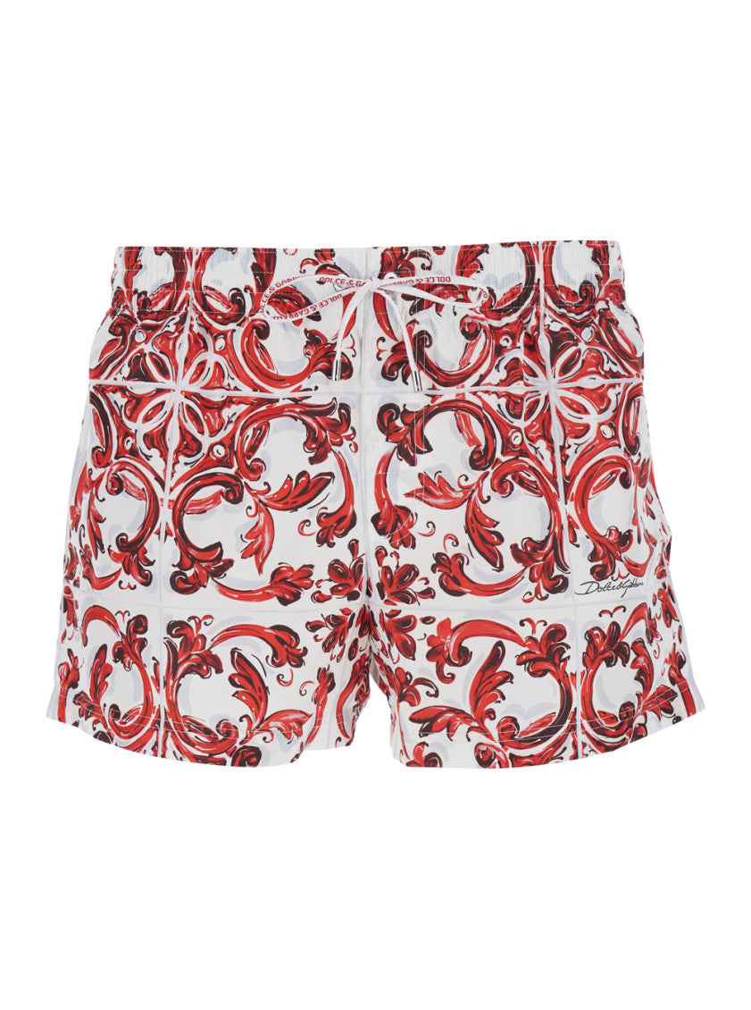 White Printed Swim Shorts 1