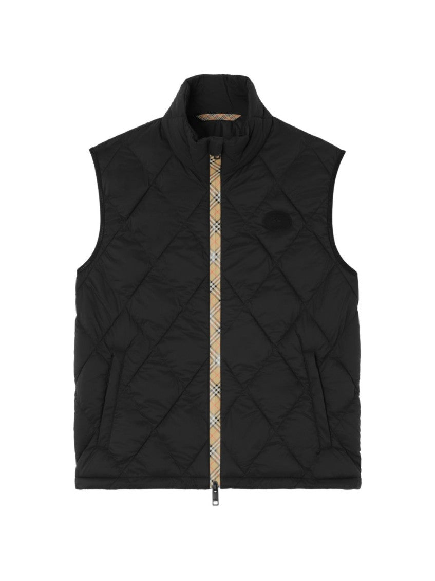 Black Quilted Sleeveless Jacket 1