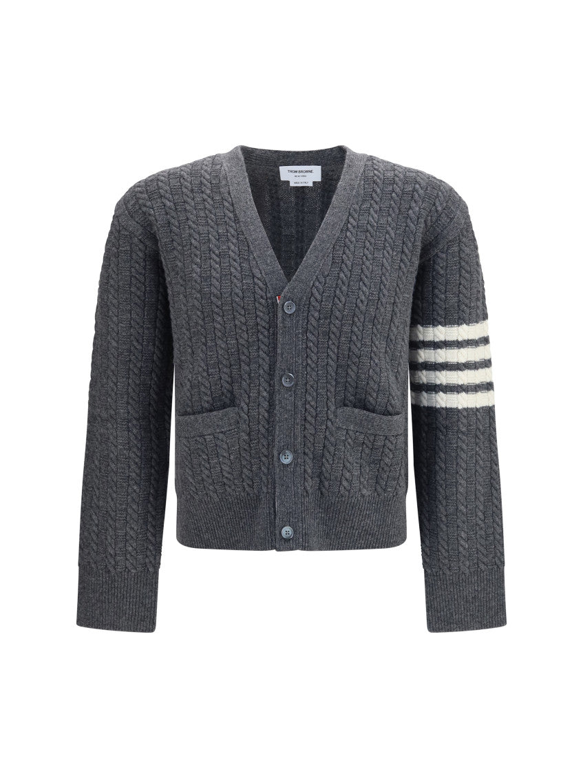 Grey Knitted V Neck Cardigan 1