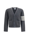 Grey Knitted V Neck Cardigan 1