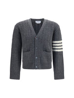 Grey Knitted V Neck Cardigan 1
