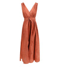 Orange Floral V Neck Midi Dress 1