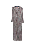 Grey Stripes V Neck Maxi Dress 1