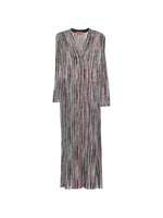 Grey Stripes V Neck Maxi Dress 1