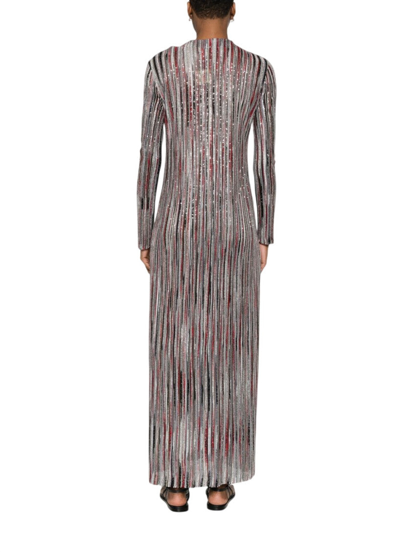 Grey Stripes V Neck Maxi Dress 3
