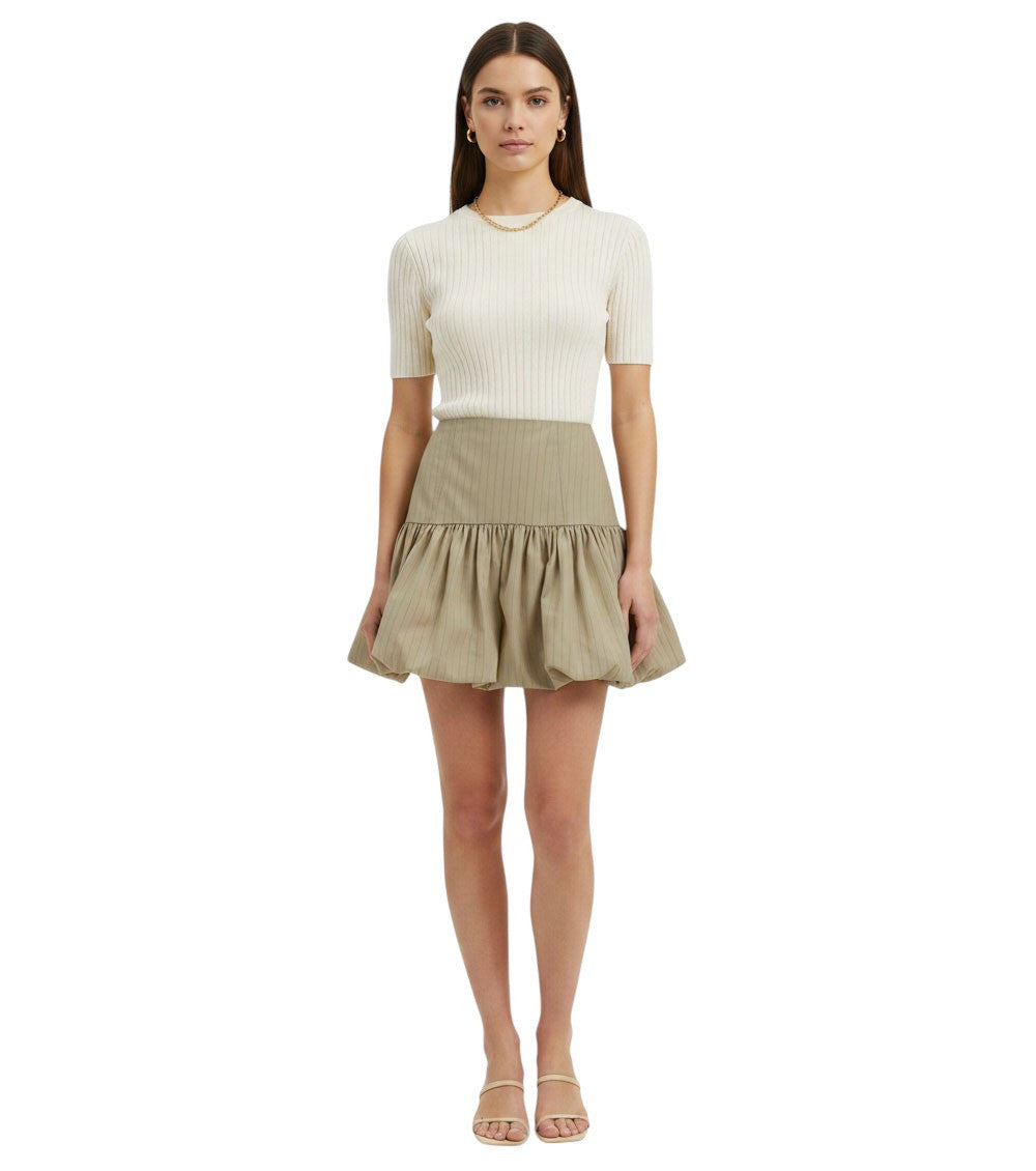 Beige Stripes Mini Skirt 3
