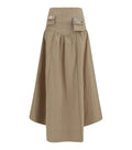 Beige Solid Midi Skirt 1