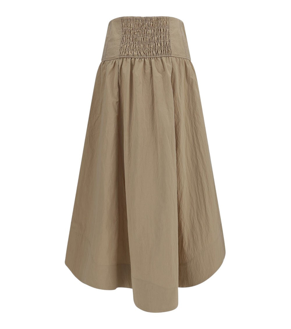 Beige Solid Midi Skirt 2