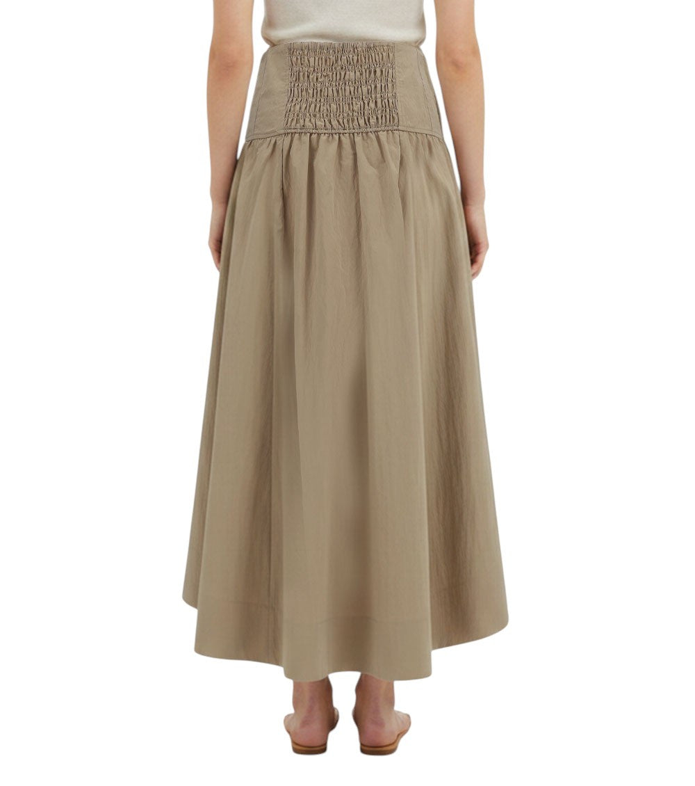Beige Solid Midi Skirt 4