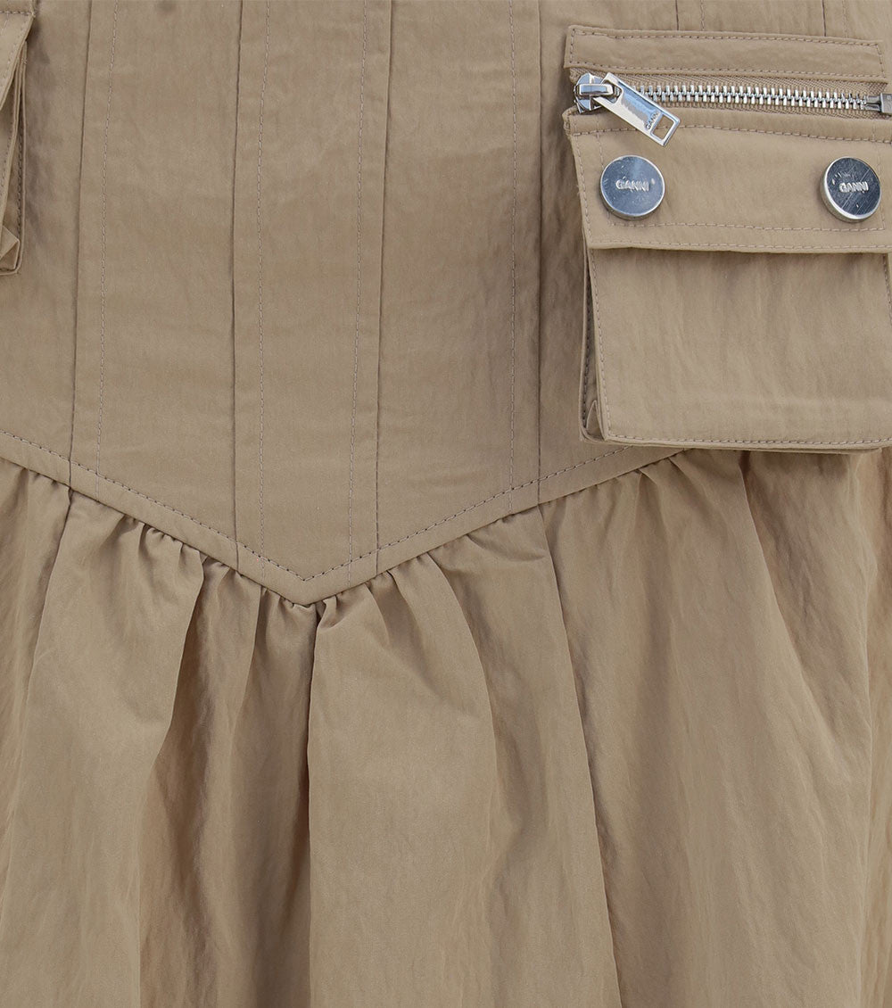 Beige Solid Midi Skirt 5