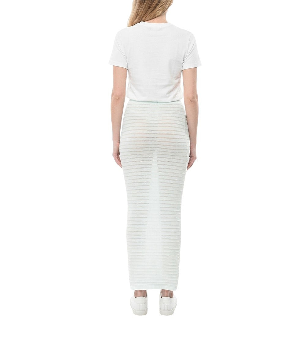 Sky Blue Perforated Midi Skirt 2