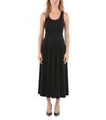 Black Pleated Scoop Neck Midi Dress 1