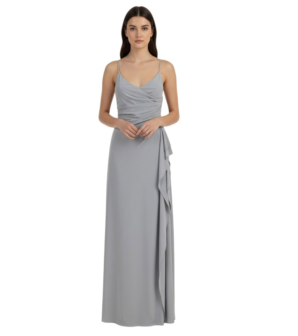 Grey V Neck Maxi Dress 3