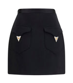 Black Solid Mini Skirt 1