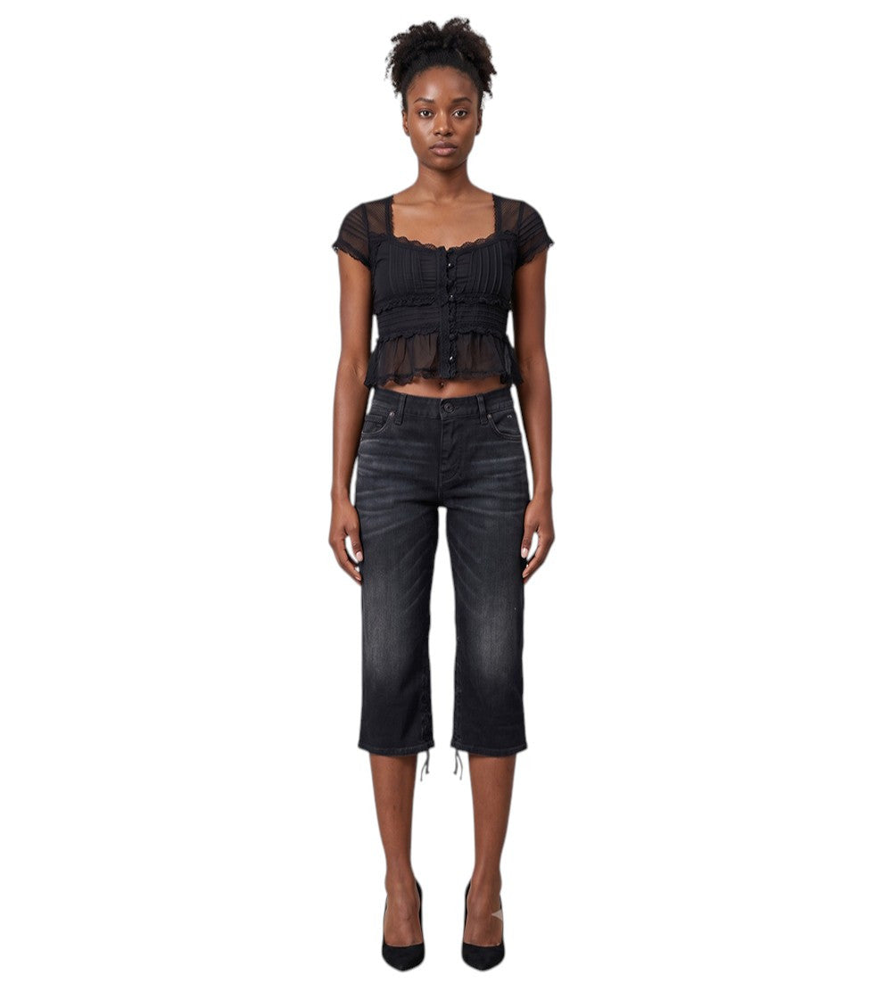 Black Straight Capris Pants 1
