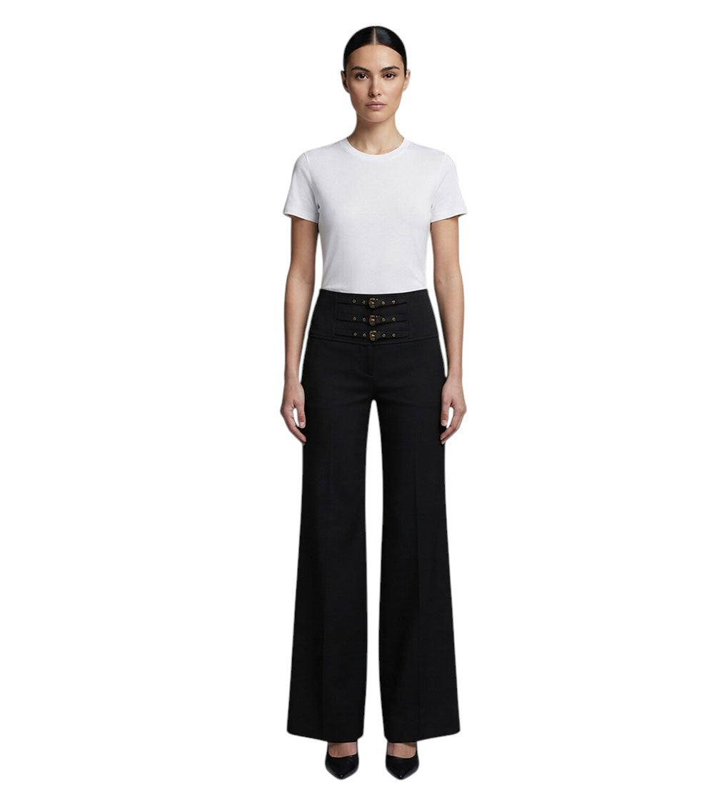 Black Flared Flat Front Pants 1