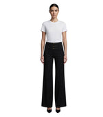 Black Flared Flat Front Pants 1