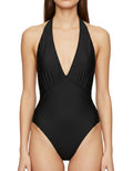 Black Solid Swimwear 1