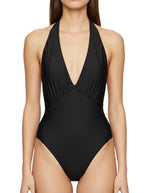 Black Solid Swimwear 1