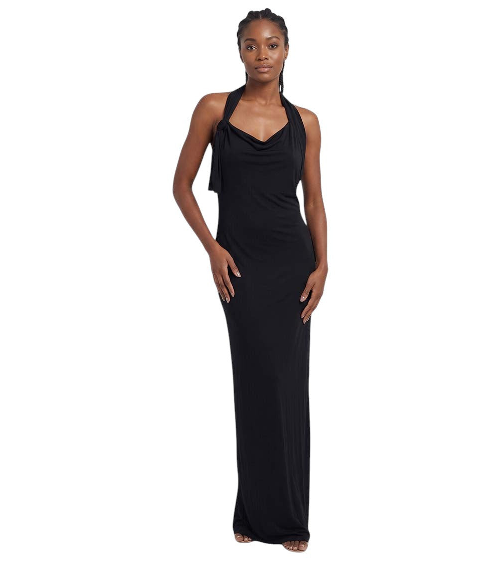 Black Halter Neck Full Length Dress 1