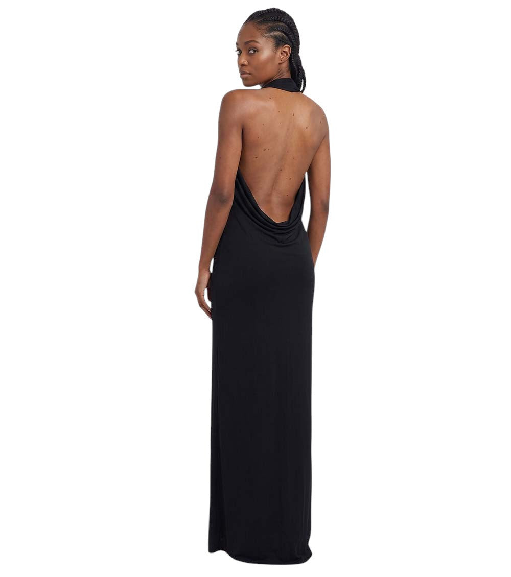 Black Halter Neck Full Length Dress 2