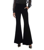 Black Flared Flat Front Pants 1