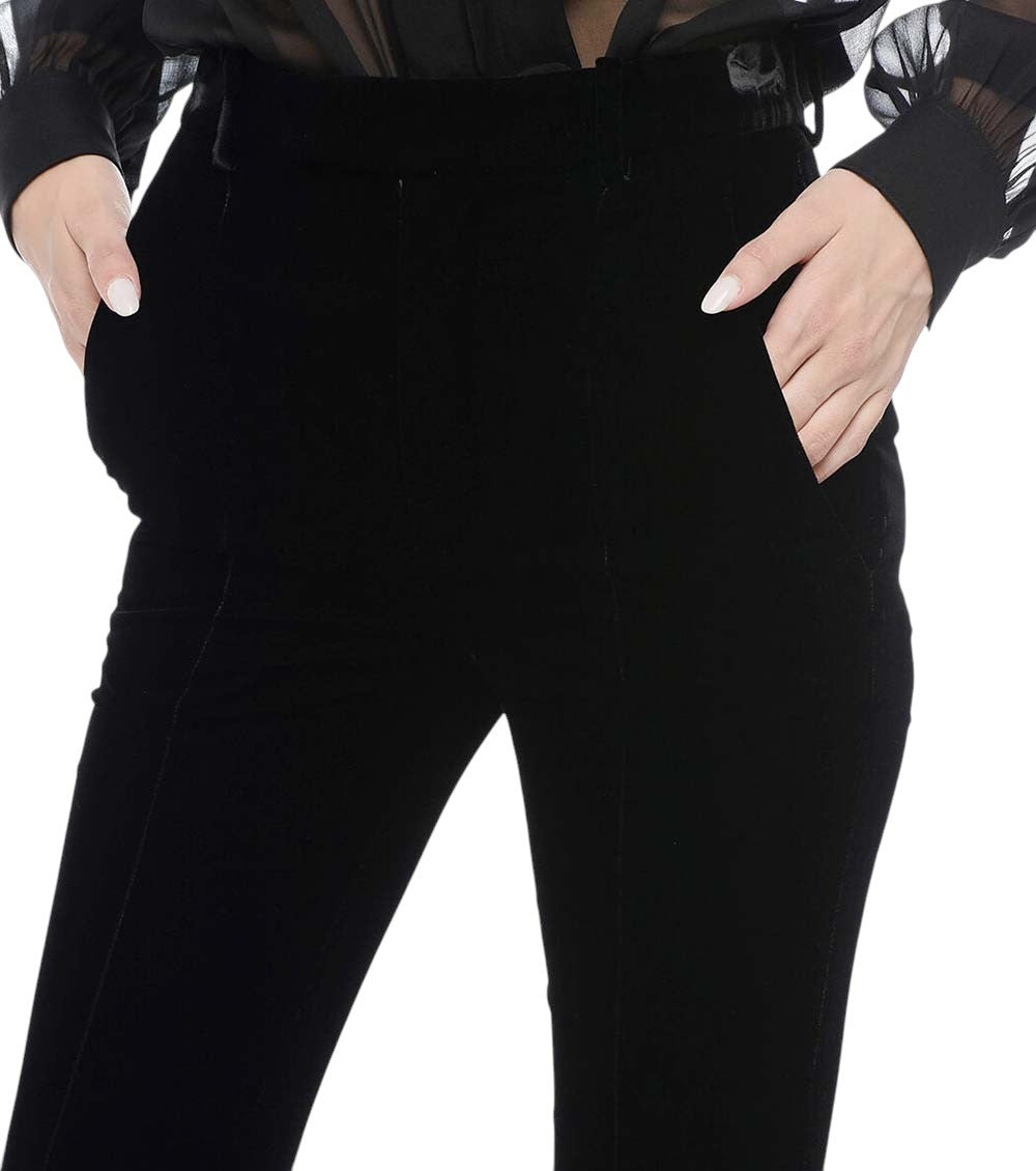 Black Flared Flat Front Pants 3