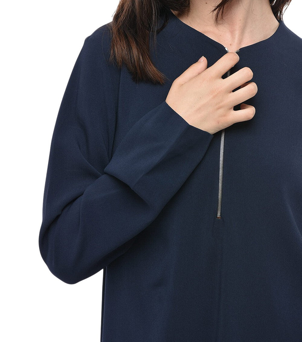 Blue Solid Crew Neck Top 3