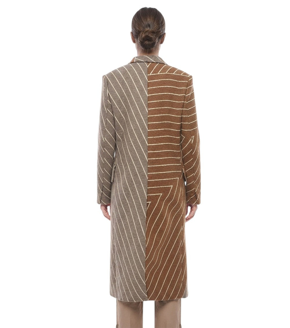 Brown Stripes Trench Coat 2