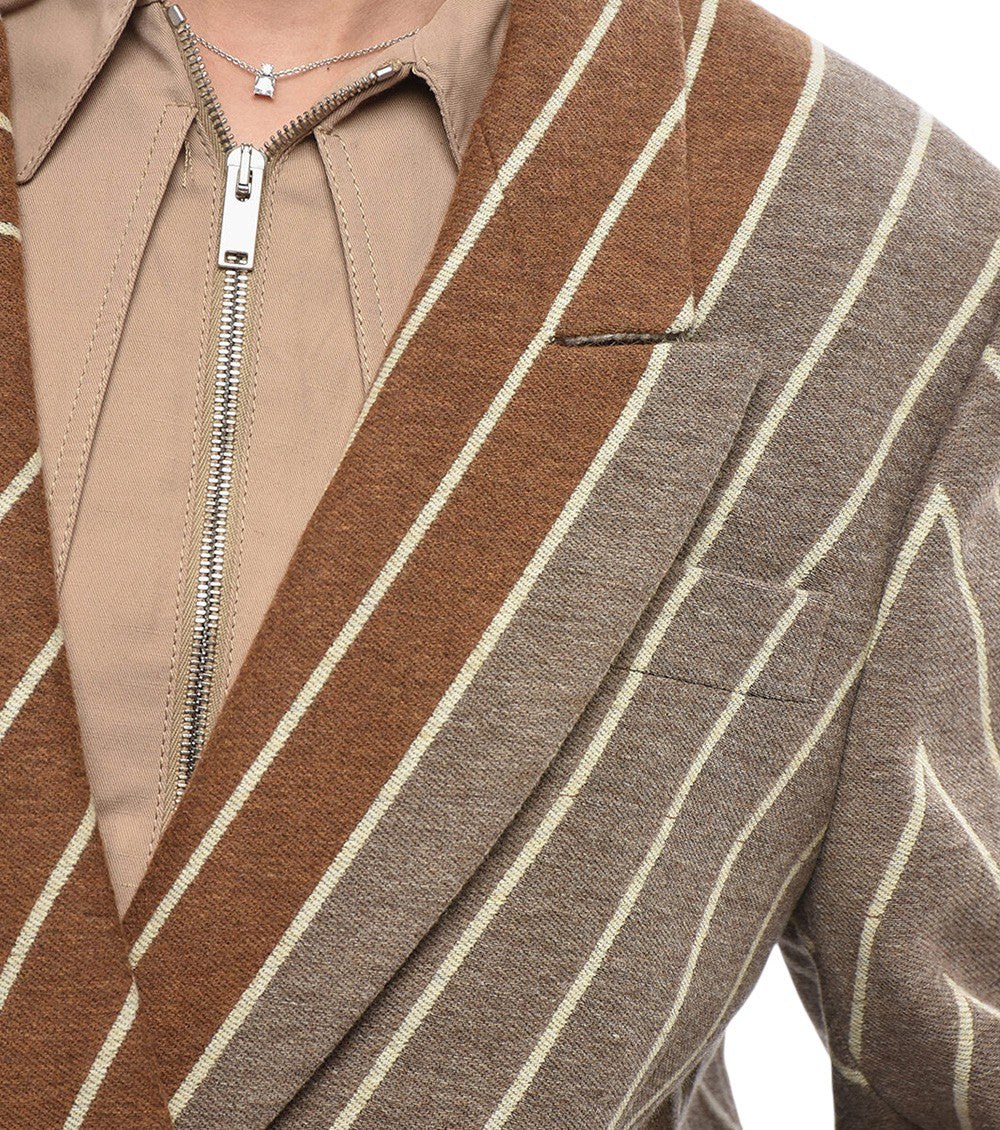 Brown Stripes Trench Coat 3