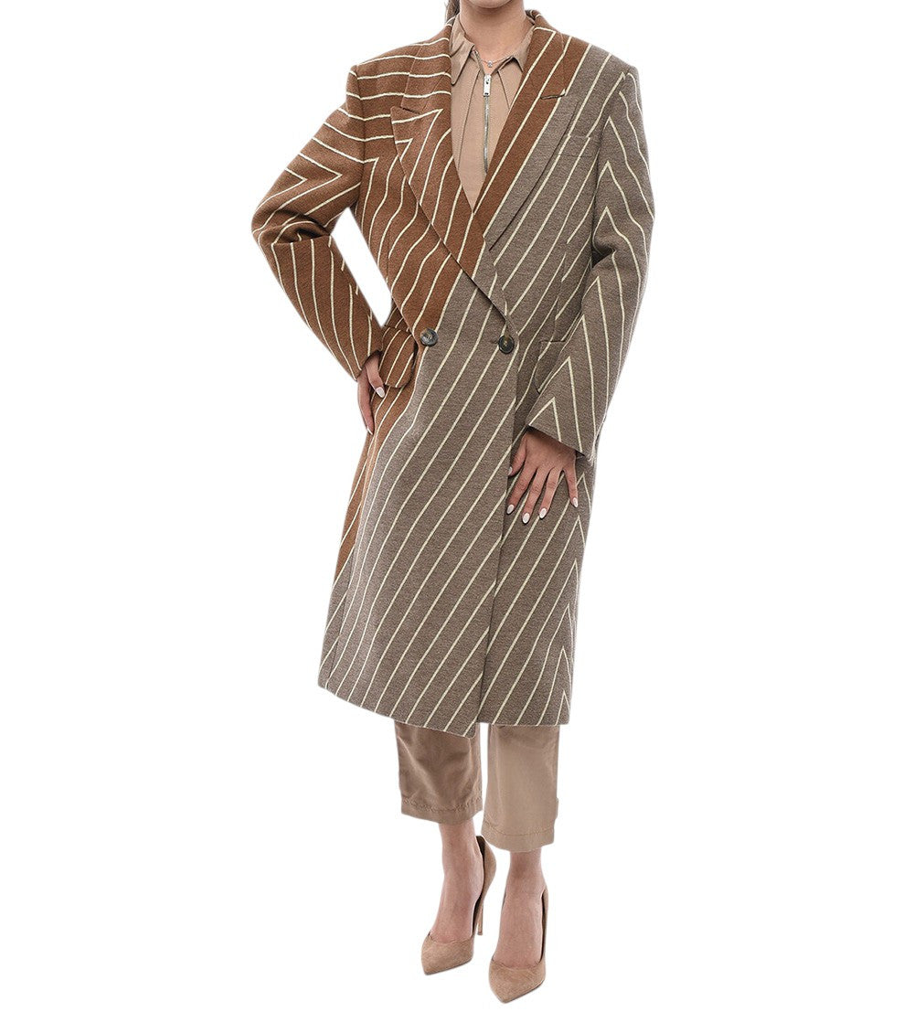 Brown Stripes Trench Coat 4