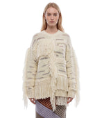 Off White Textured Round Neck Sweatshirt 1