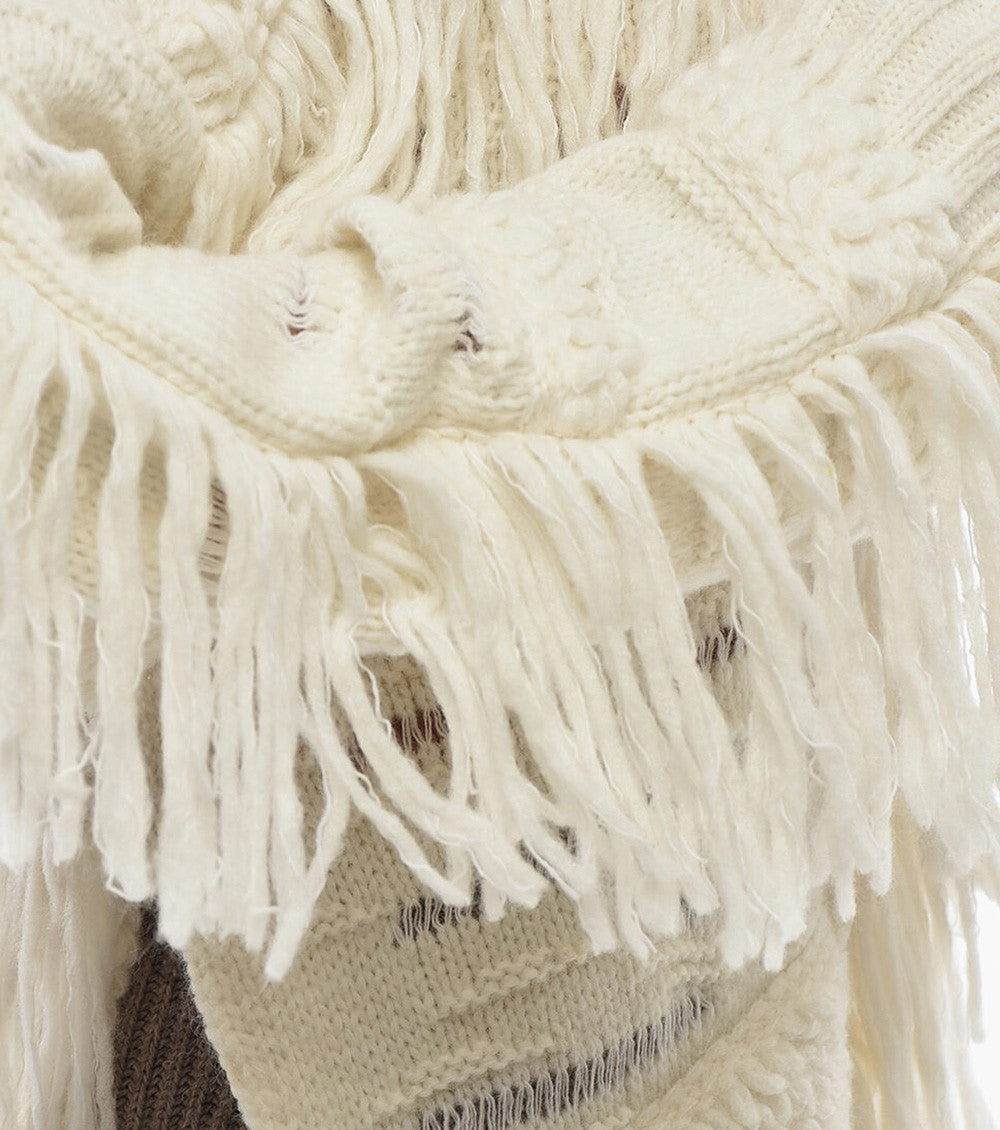 Off White Textured Round Neck Sweatshirt 3