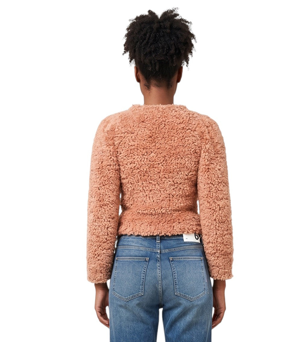 Brown Textured Crew Neck Sweater 2