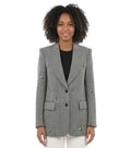 Grey Chevron Notched Lapel Blazer 1