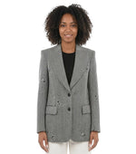 Grey Chevron Notched Lapel Blazer 1