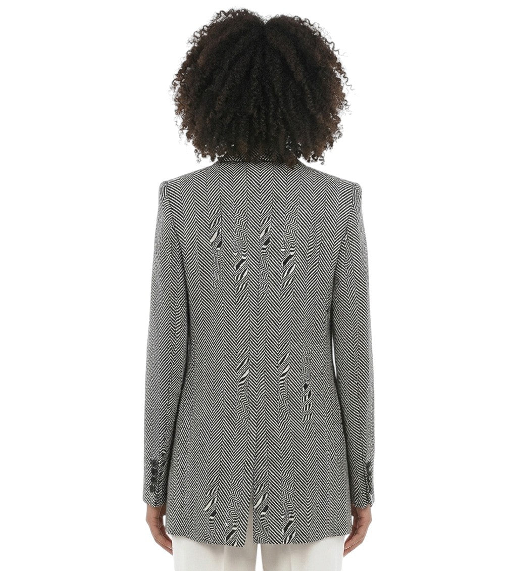 Grey Chevron Notched Lapel Blazer 2