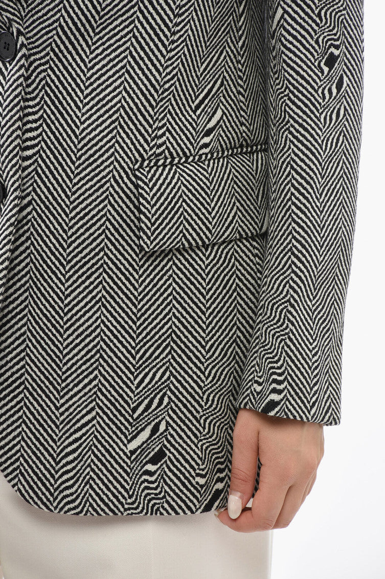 Grey Chevron Notched Lapel Blazer 3