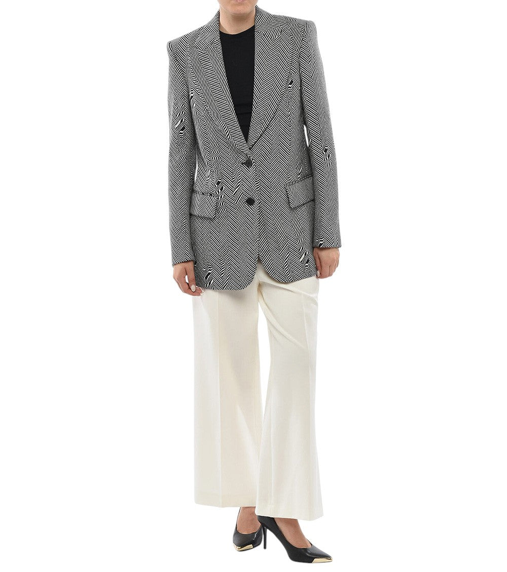 Grey Chevron Notched Lapel Blazer 4