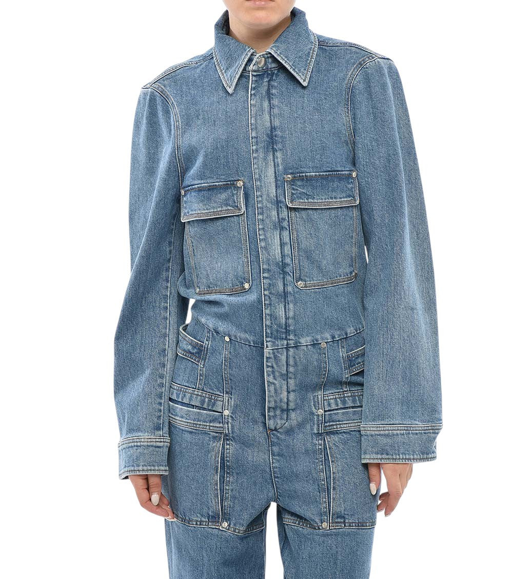 Blue Shirt Collar Jumpsuit 4