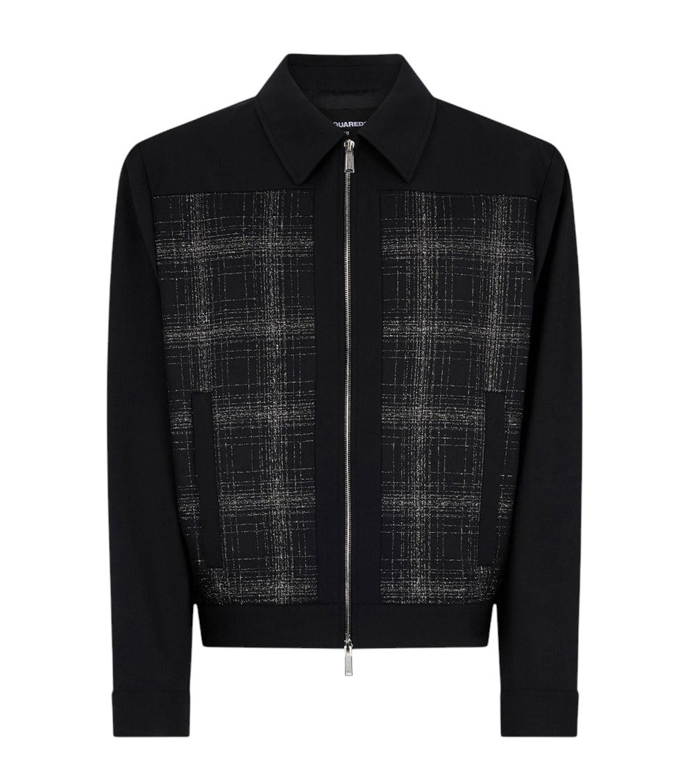 Black Check Zip Up Jacket 1