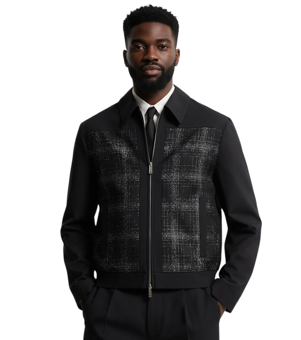 Black Check Zip Up Jacket 2